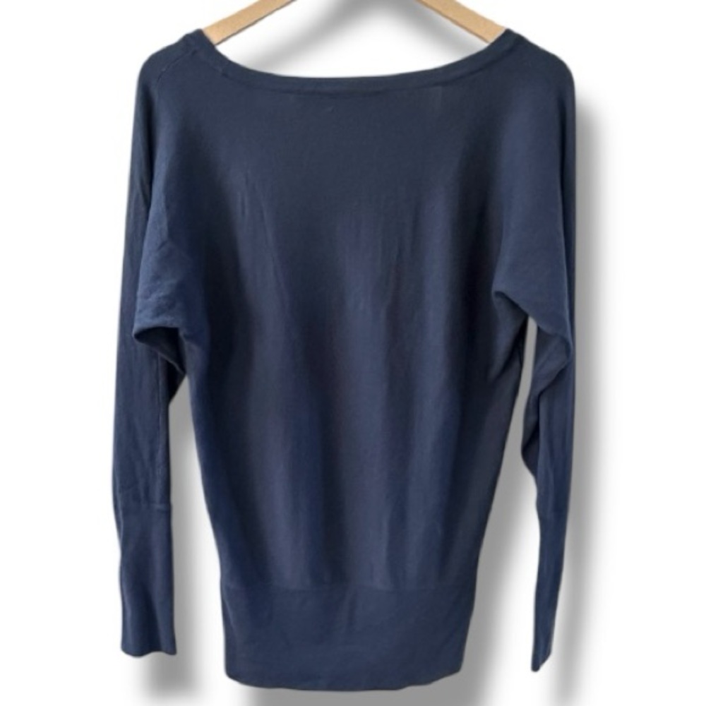 Lilly Pulitzer Navy Blue Silk Cotton Long Sleeve Lightweight Sweater sz M - Picture 3 of 5